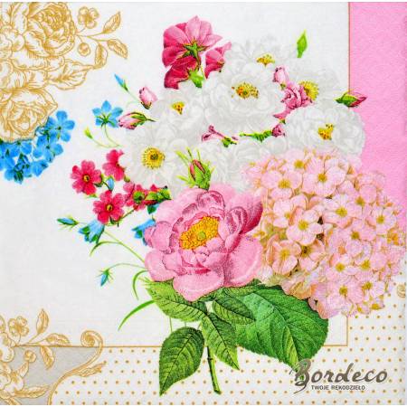 Serwetka decoupage firmy R2S romantyczny bukiet 33x33cm